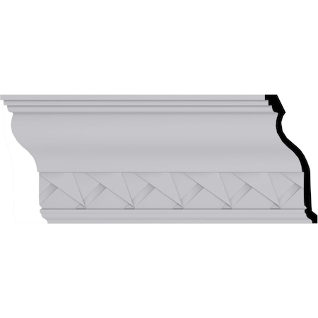 Ekena Millwork 9 1/8"H x 3 3/4"P x 9 7/8"F x 94 1/4"L, (4" Repeat), Woodruff Crown Moulding MLD09X03X09WF